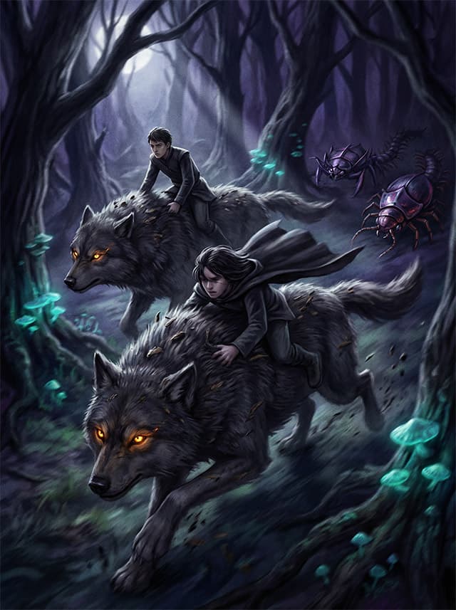 Magický vlk z okolia akadémie Prixiam — stvorenie z knihy Peter Viken a Harlekýn