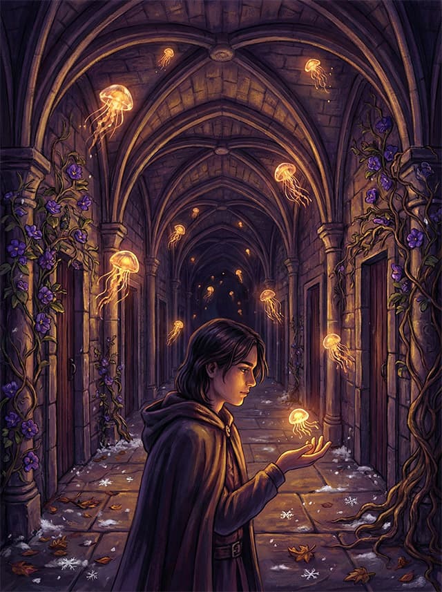 Chodba so svietiacimi medúzami